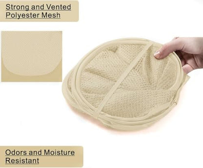BATTOO Deluxe Strong Mesh Pop up Laundry Hamper Basket with Side Pocket for Laundry Room, Bathroom, Kids Room, College Dorm or Travel Beige - color: Beige