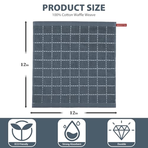 Nialnant 6 Pack Terry Kitchen Towels,Dish Cloths for Washing Dishes - color: Grey, size: 12 x 12 in - 6PCS