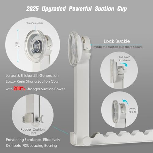Foldaway Clothes Wall Mounted Drying Rack with Suction Cup,All Metal in Space Aluminum, Foldable, Retractable, Portable for Laundry (White) - color: White