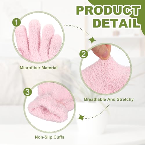 uxcell Microfiber Gloves, Reusable Washable Plant Dusting Gloves Cleaning Mittens for Auto Plants Household - color: Pink
