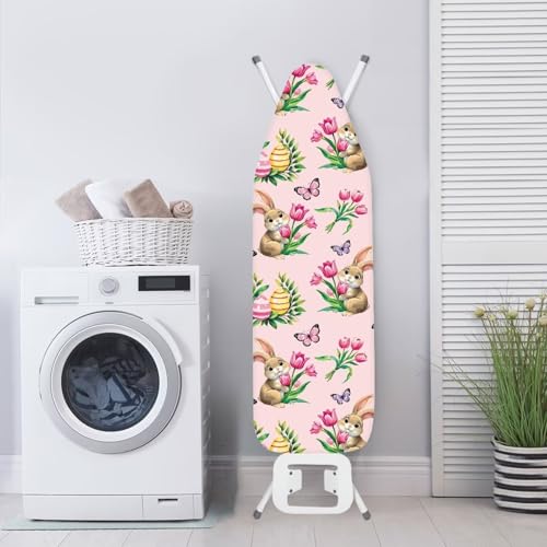 Cute Bunny Ironing Board Cover Butterfly Ironing Board Pad Protective Cover Iron Board Cover Accessories Replacement Tablecloths with Elastic Edge Washable - color: Cute Bunny Butterfly