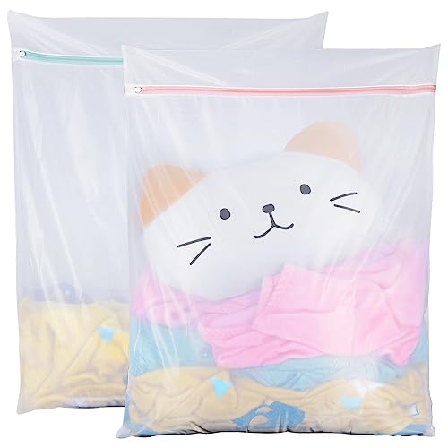 Tenn Well 2Pk 35x27" Large Mesh Laundry Bags Fine Net Washable for Blankets - color: White, size: L (35"x27")
