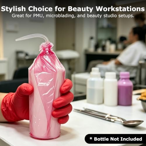 ZHOOGE Tattoo Wash Bottle Bags Tattoo Supplies, 200Pcs 9.8 x 5.9 in, Pink - color: Pink 200