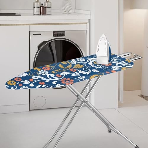 Blue Floral Tabletop Ironing Board Cover and Pad Standard (Fits Large Boards 15 x 54 inch) Ironing Board Protector Washable - color: Blue Floral
