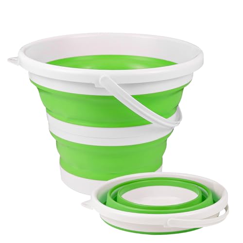 Hovom Car Collapsible Bucket, 10L 2.6 Gallon Foldable Round Tub, Green - color: Green