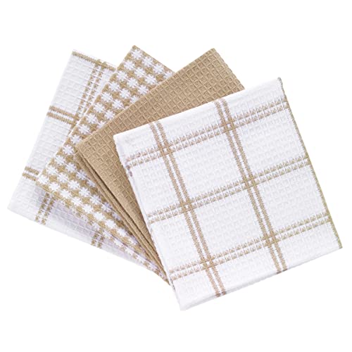 T-Fal Premium Waffle Dish Cloths: Highly Absorbent, Super Soft Long Lasting - 100% Cotton, 12"x13" Towel for Cleaning & Drying, (4-Pack), Sand - color: Sand, size: 4-Pack