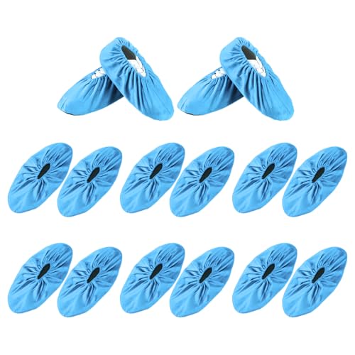PATIKIL Reusable Shoe Covers, Non-Slip Shoe Protectors Cover Polyester Washable Foot Boot Covering - color: Light Blue, size: 12 inch