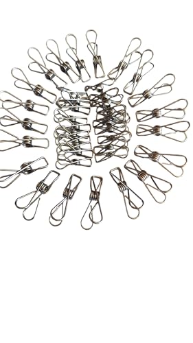 Stainless Steel Clothes Pins Set - 40 Pack (20 Large 6.5cm & 20 Small 4.3cm) Windproof Metal Laundry Clips for Outdoor Indoor Drying