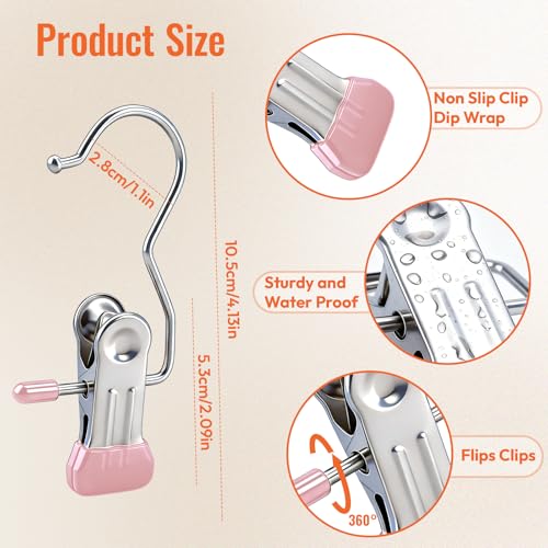 30 Pack Pants Hangers with Clip，Legging Organizer and Jean & Shorts Hangers - color: Pink