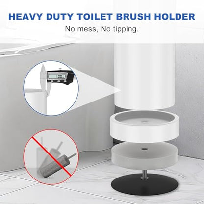 304 Stainless Steel Toilet Brush and Holder Set, Heavy Duty Toilet Bowl Brush and Holder with Removable Inner Bowl, Splash Protection, Long Handle for Bathroom - color: Satin White