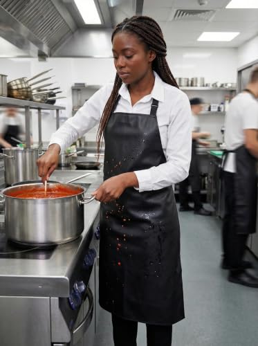 Molaxhome PU Waterproof Apron for Chef Lightweight Oil-Resistant Work Apron - color: Black