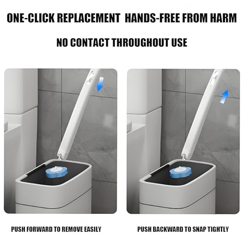 Disposable Brush with Holder & Refill Heads - Hygienic Sanitary Toilet Cleaner for Easy Cleaning, Streak-Free Fresh Bathroom, No Mess Disposable Toilet Bowl Cleaner Wand (1, White) - color: White+18 Refill