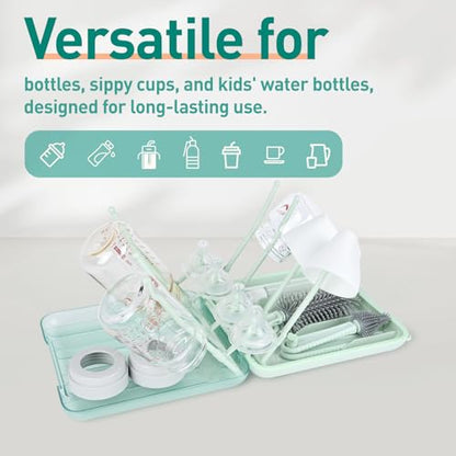 Travel Bottle Cleaner Kit, 6-in-1 Baby Bottle Brush Set with Silicone Brush - color: Green