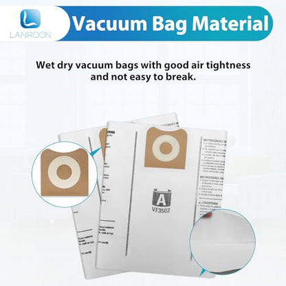 12 Pack VF3502 Bags Compatible with Ridgid 12-16 Gallon Vacuum - size: 12 Pack