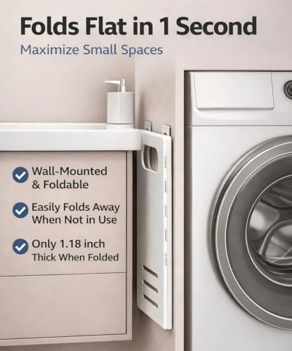 Wall Mounted Laundry Basket, Foldable Slim Hamper for Small Spaces
