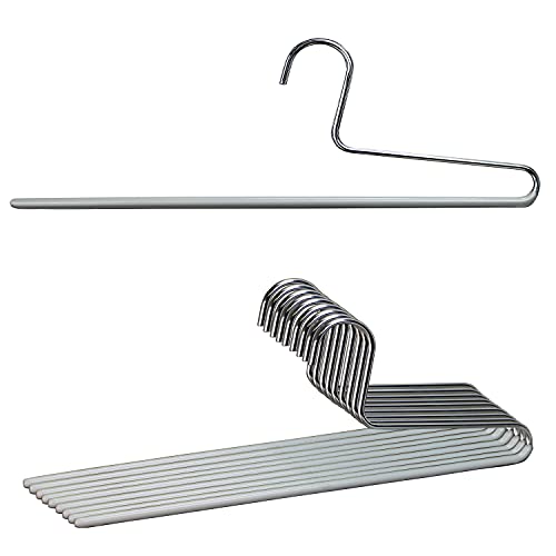 Mawa by Reston Lloyd Trouser Series Non-Slip Space-Saving Clothes Hanger with Single Rod for Pants, Style KH/1, Set of 10, Silver - color: Set of 10, size: Silver