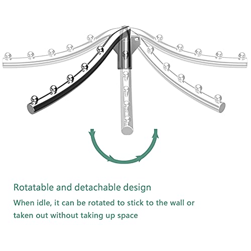 2 PCS Folding Wall Mounted Clothes Hanger, Clothes Hanger Rack Retractable, Collapsible Stainless Steel Closet Clothes Hangers Garment Racks Clothes Drying Racks Coat Hooks Clothing Hanging Holder - size: 5 HOOKS x 2