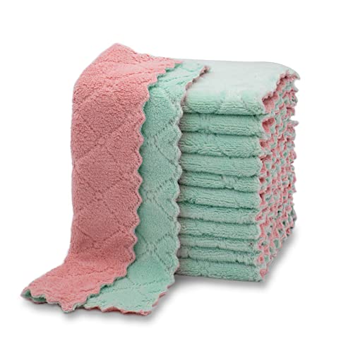 kimteny 12 Pack Dish Cloths for Washing Dishes - color: Pink-green