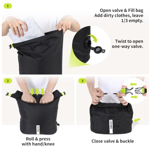 Travel Compression Laundry Bag for Dirty Clothes, 24L 1Pack