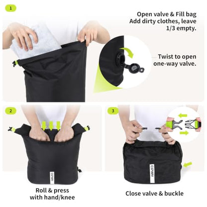 Travel Compression Laundry Bag for Dirty Clothes, 24L 1Pack