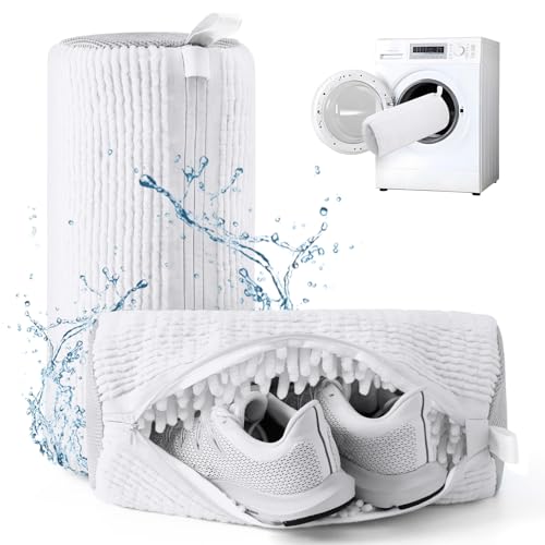 Aship Shoe Washing Machine Bag, Laundry Shoes Bag for Washer & Dryer - 2PC Reusable Shoe Cleaning Bag for Sneakers,Tennis Shoes, 360° Deep Cleaning With Self-locking Zipper for All Shoes Sizes - White - color: White