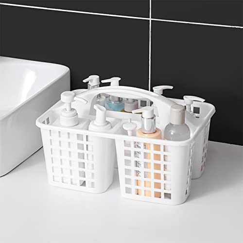 Portable Shower Caddy Basket Plastic Storage Basket with Compartments White - color: White