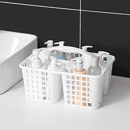 Portable Shower Caddy Basket Plastic Storage Basket with Compartments White - color: White