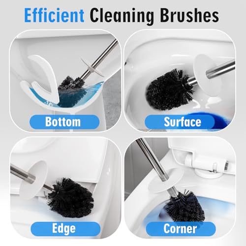 Ceramic Toilet Brush and Holder Set, Toilet Bowl Cleaner Brush - color: Sand