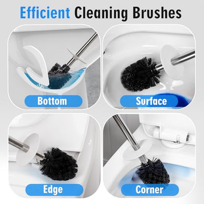 Ceramic Toilet Brush and Holder Set, Toilet Bowl Cleaner Brush - color: Sand