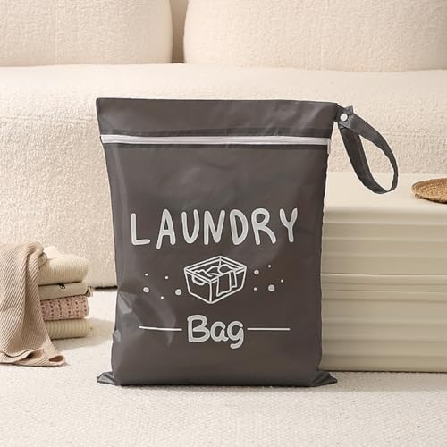 Large Travel Laundry Bag - Waterproof Wet Dry Washable for Dirty Clothes, Bathing Suit, Workout, Gym, Swimming (Grey) - color: Grey
