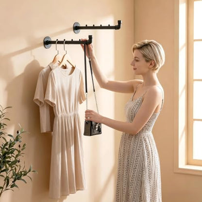 Industrial Wall Pipe Clothes Bar,Wall Mounted Closet Bar - color: Black 4 Pack