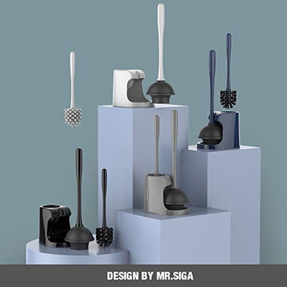 MR.SIGA Toilet Plunger and Brush Combo for Toilet Cleaning, Black, 2 Set (Pack of 6) - color: Black, size: 6.3 x 8.2 x 18.1 inch (Pack of 6)