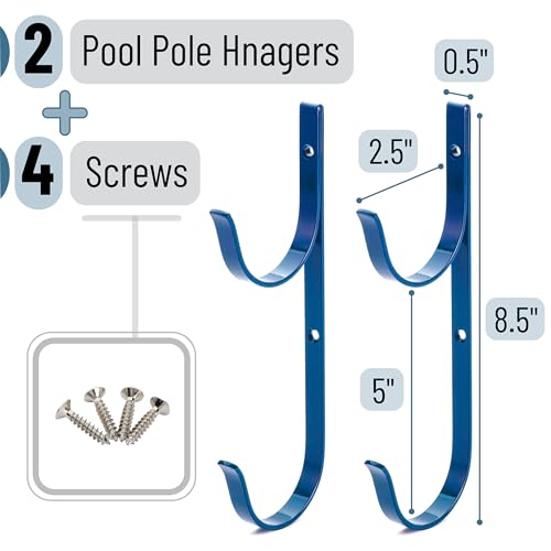 UNCO Pool Pole Hanger - 2 Pack Blue Organizer, Fence Hooks for Poles & Hose, Outdoor Equipment Hooks - color: Blue, size: 2 Pack