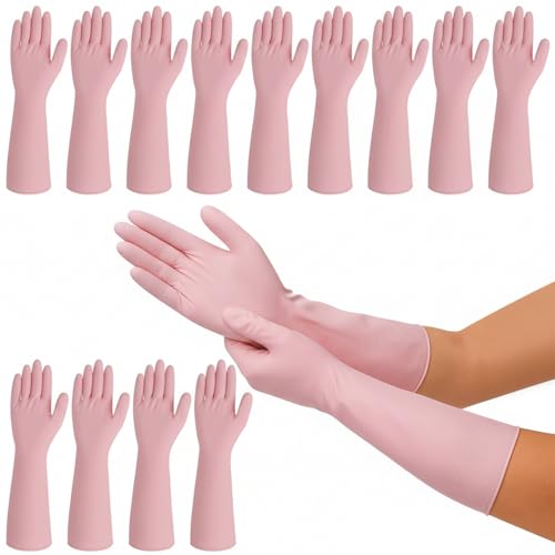 50 Counts 16" Long Disposable Nitrile Gloves,Pink,M - color: Pink, size: Medium