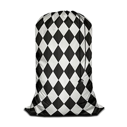 Swono Large Laundry Collapsible Laundry Bag Zigzag Chevron Pattern Black White Grid Geometric Square Pattern Foldable Laundry Hamper Bag, Oxford Cloth - color: Zigzag Chevron Pattern