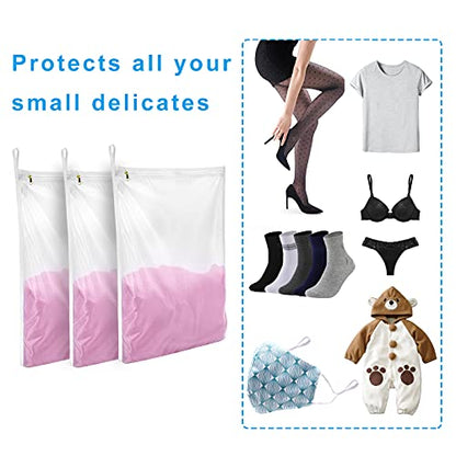 GOGOODA 3 Pack Delicates Laundry Bags, Fine Mesh Wash Bag with Hanging Loop - size: 3 set (3 Small)