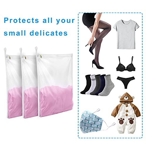 GOGOODA 3 Pack Delicates Laundry Bags, Fine Mesh Wash Bag with Hanging Loop - size: 3 set (3 Medium)