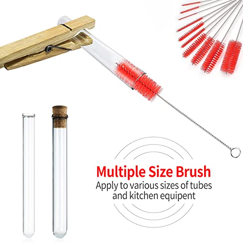 CiaraQ Bottle Cleaning Brushes, 8 Inch Nylon Tube Brush Set - color: Red, size: 8.0 Inch (10pcs)