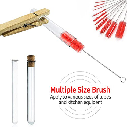 CiaraQ Bottle Cleaning Brushes, 8 Inch Nylon Tube Brush Set - color: Red, size: 8.0 Inch (10pcs)