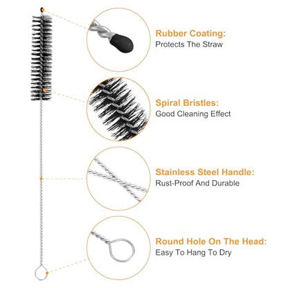uxcell 10Pcs Drinking Straw Cleaning Brushes, 8" x 5/8" Nylon Bristles Long Straw Brush Pipe Cleaner for Washing Straws Pot Spout, Sippy Cup, Bottle and Tube (Black) - color: Black, size: 8" x 5/8"