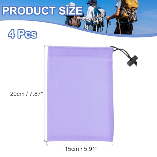 Drawstring Bag with Toggle, Stuff Sack String Waterproof Travel Storage Bags Cinch Stuff Pouch -Fitting for (Gym/Traveling/Hiking/Yoga/Office/Shoes) 6 x 8 & 4 Pack & Light Purple - color: Light Purple, size: 6 x 8"
