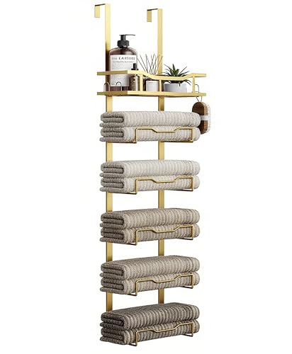 Aetyord Hanging Towel Racks for Bathroom Storage - color: Gold, size: 6 tier