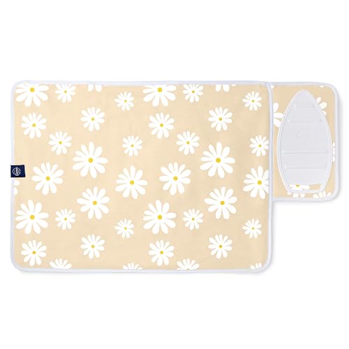 Encasa XO Ironing Mat for Table Top, Heat Resistant Pad, Small, 28"x20" - color: Daisy Beige, size: Small
