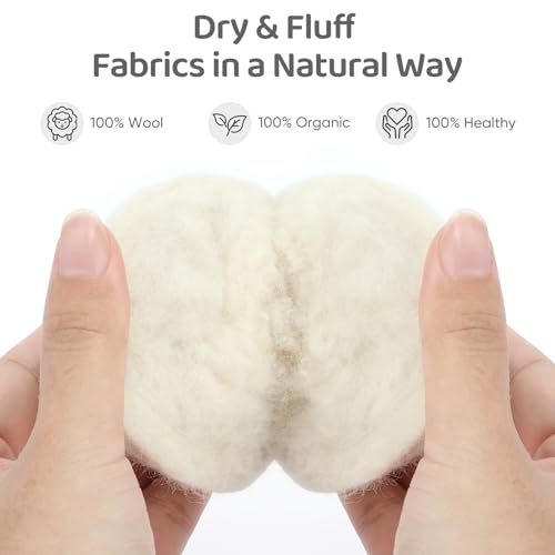 Wool Dryer Balls 6 Pack, Natural Fabric Softener, Dryer Balls Laundry Reusable, Reduces Clothing Wrinkles and Saves Drying Time (White) - color: White
