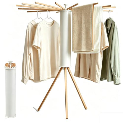Wooden Foldable Drying Rack, 16 Poles, Space-Saver, No Assembly