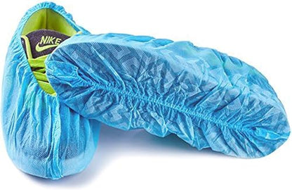 G & F Products Disposable Shoe Covers, Slip-Resistant Booties, Heavy-Duty, Waterproof, Elastic Band, Non-Slip Silicone Sole, Reusable, Protects Floors, Blue, 11 Us Men & 13 Us Women, 200 Pieces - size: Large 200 Pack
