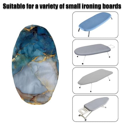 Marble Printed Ironing Board Cover with Elastic Edge, Apartment RVs Anti Slip Iron Board Cover Scorch Resistant, Mini Table Top Ironing Cover Easy Replacement - color: Blue - Marble