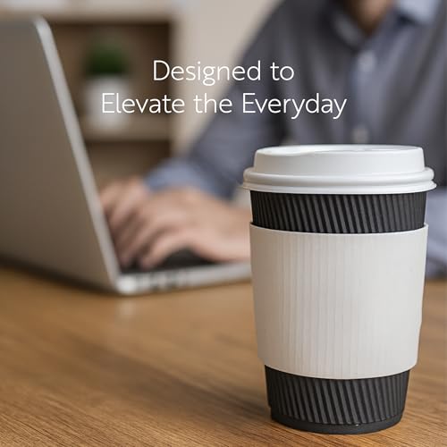 Restaurantware Coffee Cup Sleeves 50 Pack Fits 12, 16, 20 oz Coffee Cups Disposable Hot Drink Sleeves Secure Grip Heat-Resistant Jacket for Tea, and Beverages White - color: White, size: Plain