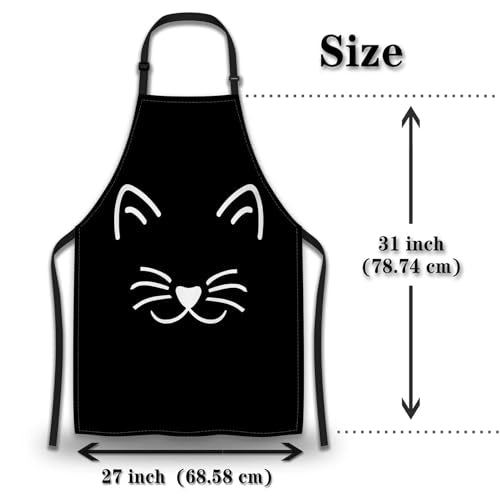 Chef Apron for Women Cat Face Mans Aprons for Kitchen Cooking Restaurant BBQ Painting Crafting 27” (W) x 31” (H), Waterproof Aprons - color: Cat Face