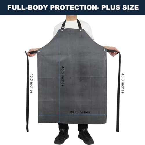 Thick Rubber Apron, Waterproof Apron Butcher Heavy Duty Chemical Resistant Adjustable Work Apron - color: Black&red(2 Pack)